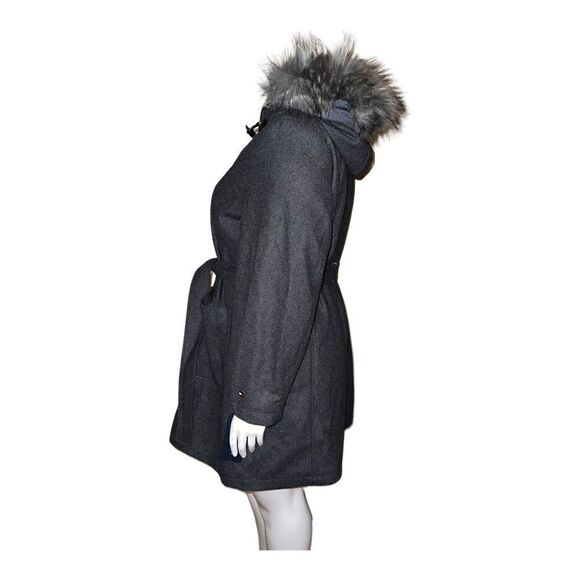 Tommy Hilfiger Plus Size Faux-Fur Hooded Medium Heather Grey Wool Coat 2X NWT - Picture 4 of 9